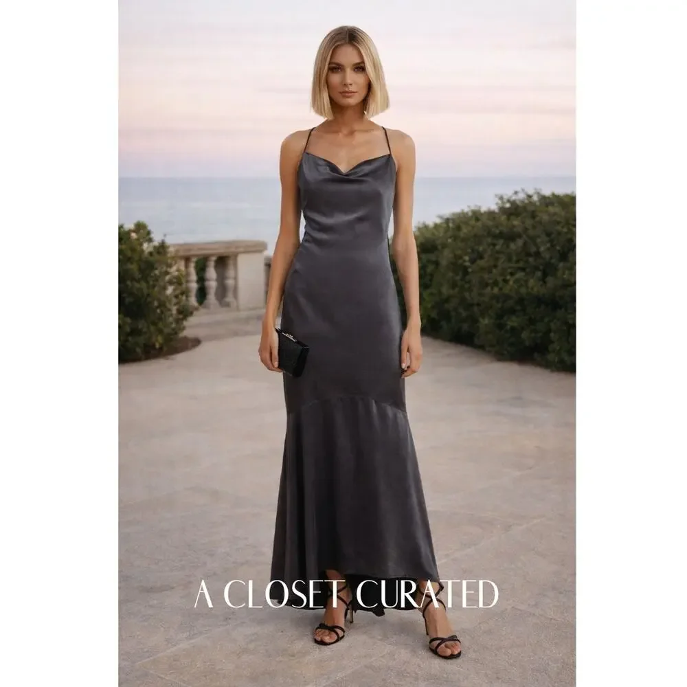 Elliatt Aisle Satin Slip Maxi Dress XL Black NWT - Picture 2 of 9